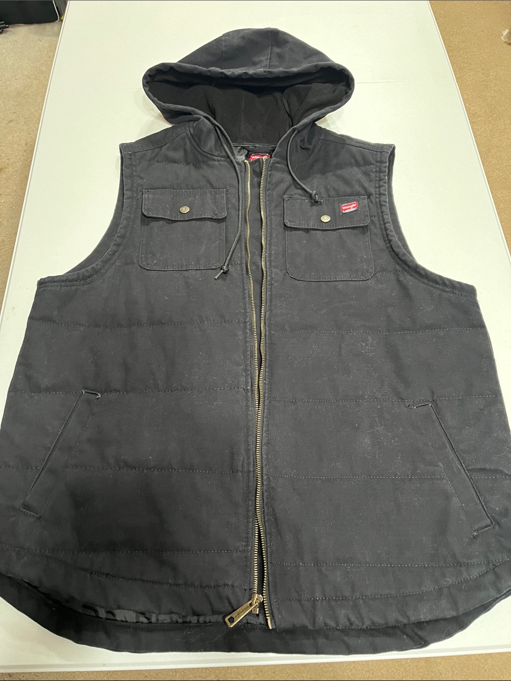 Wrangler Workwear Black Hooded Quilted Work Vest